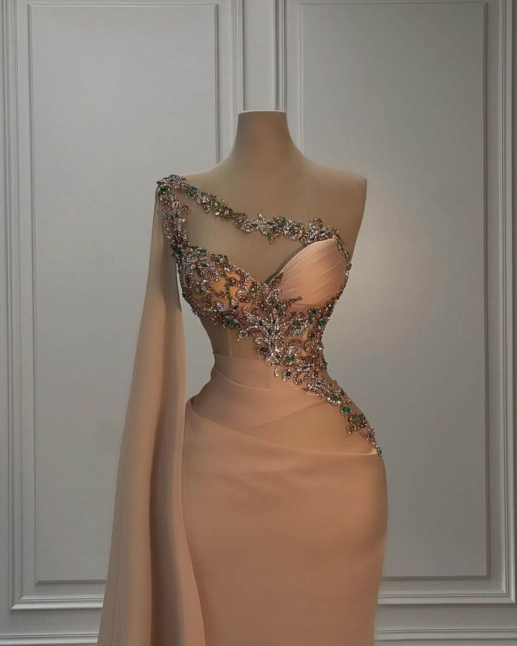 Fashion Evening Dresses For Women One Shoulder Sleeveless Gown Appliques Prom Party Dress fg7061 - VelvetHem