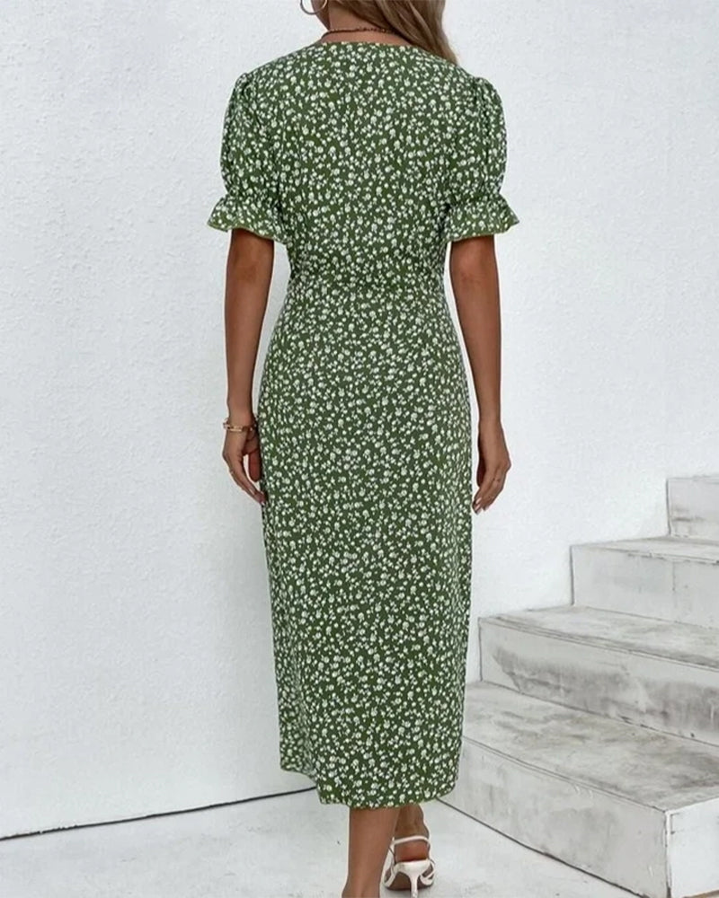 Dorotea Short Sleeve Dress with Floral Print for Women Easy Wear Style