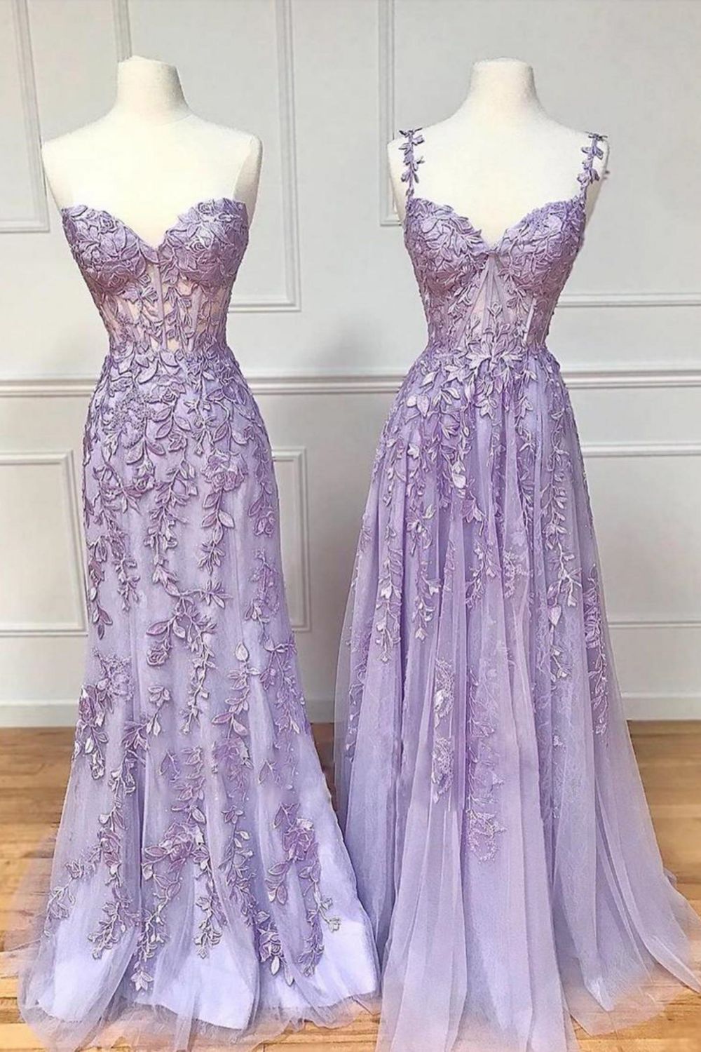 Charming Lilac Mermaid Corset Back Long Prom Dress With Appliques - VelvetHem