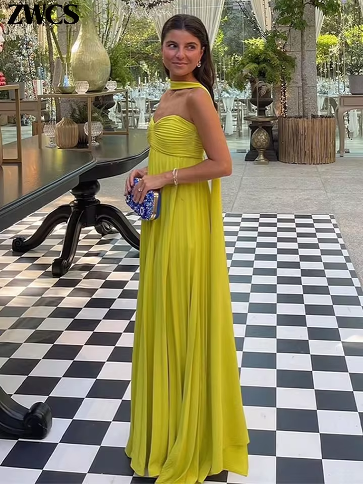 2025 New Women Strapless Ribbon Pleated Dresses Sexy Sleeveless Long Evening Party Gowns fg7421 - View 2 | VelvetHem