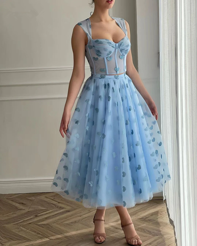 Tea Length Celebrity Dress Sleeveless Summer Dress Evening Dress fg6198 - VelvetHem