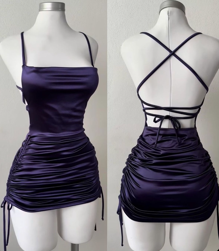 Spaghetti Straps Simple Cheap Short Homecoming Dresses fg6207 - View 2 | VelvetHem