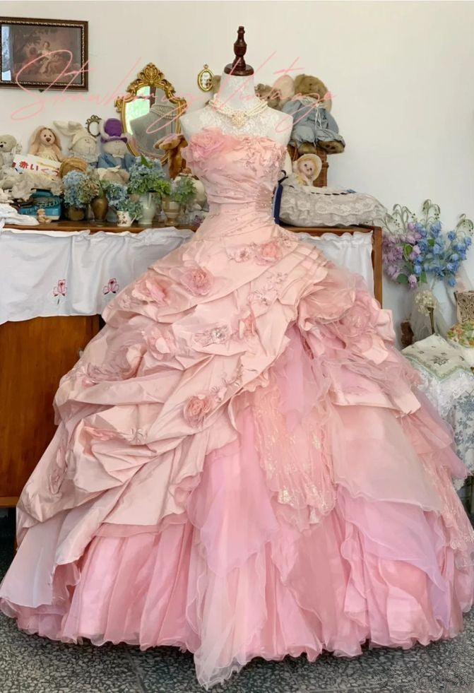 Pink A Line Princess Quinceanera Dress Ball Gown Sweet 16 Dresses fg7178 - VelvetHem