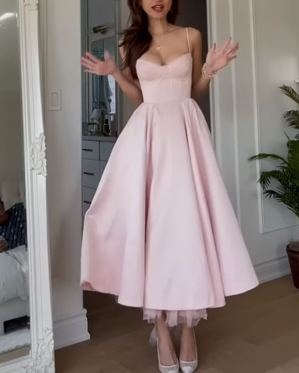 Women's Sleeveless Midi Dress Pink Evening Gown fg6638 - View 4 | VelvetHem