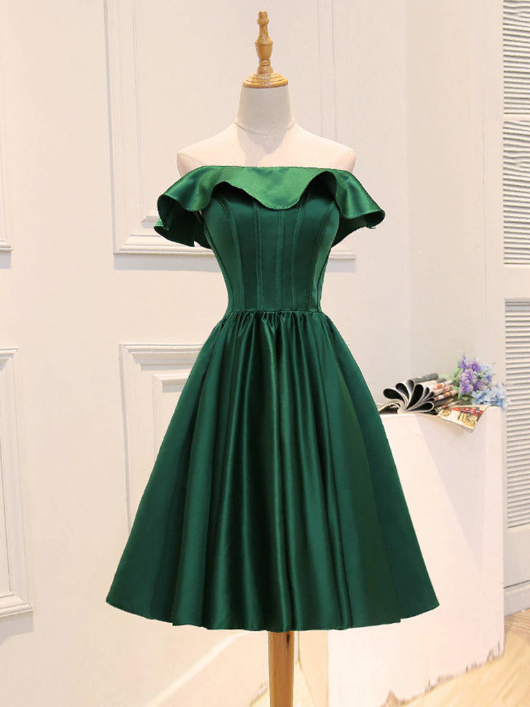 A-Line Satin Short Prom Dress, Homecoming Dress fg6414 - View 2 | VelvetHem