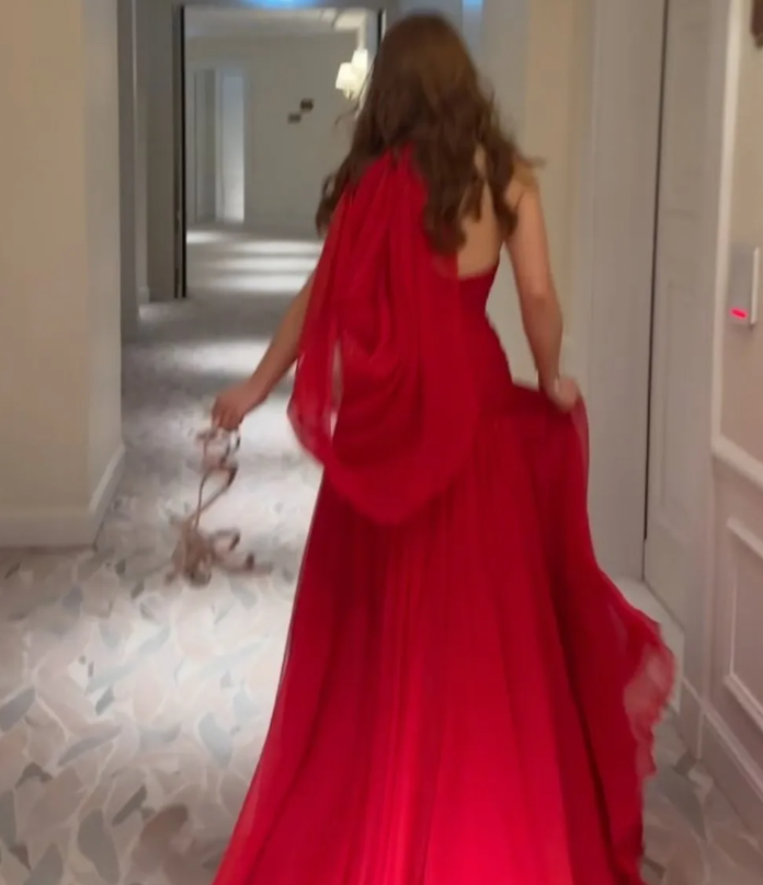 Red Evening Dress, Side Slit Party Dress For Women fg6266 - View 3 | VelvetHem