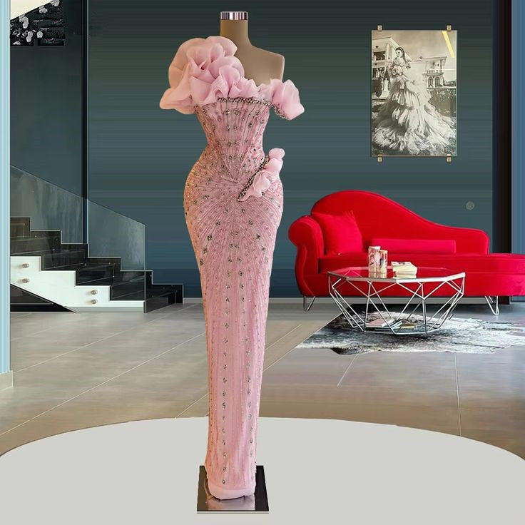 Sparkly Prom Dresses Beaded Crystals Pink Evening Formal Gowns fg7008 - View 5 | VelvetHem