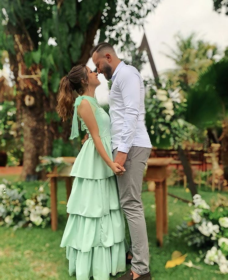 Straps Green Formal Gown, A Line Long Prom Dress fg6585 - VelvetHem