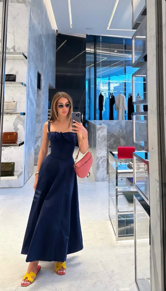 Navy Blue Ankle Length Evening Dresses, Cheap Prom Dresses fg6550 - View 2 | VelvetHem