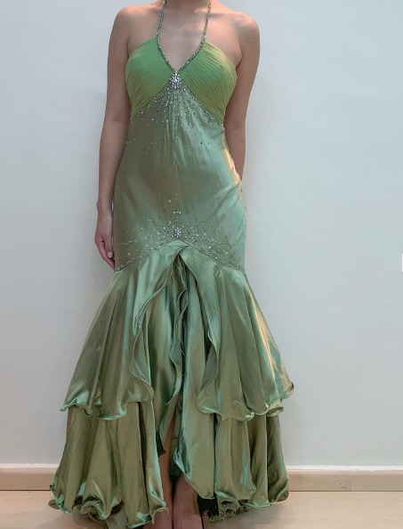 Green Vintage Beaded Long Formal Gown Evening Dress fg6745 - View 4 | VelvetHem