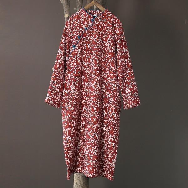 Omychic Loose Retro Fleeced Winter Robe Dress  Female 2020 Fleece Dresses