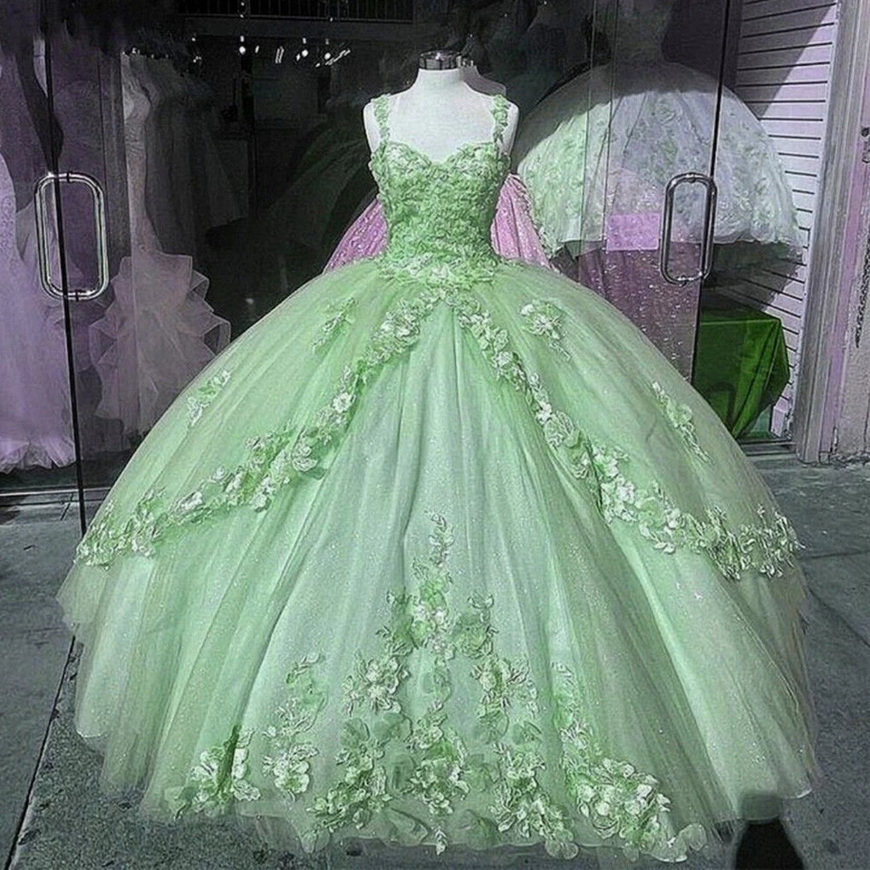 Elegant Tulle Appliques Ball Gown Sweet 16 Dress Y397