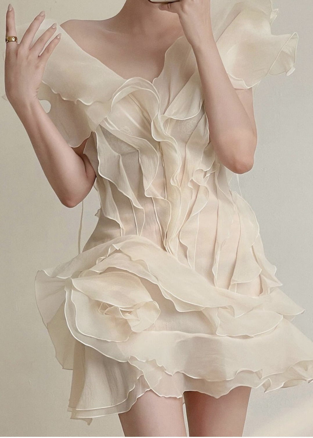 Aurelia Ruffled Organza Mini Dress