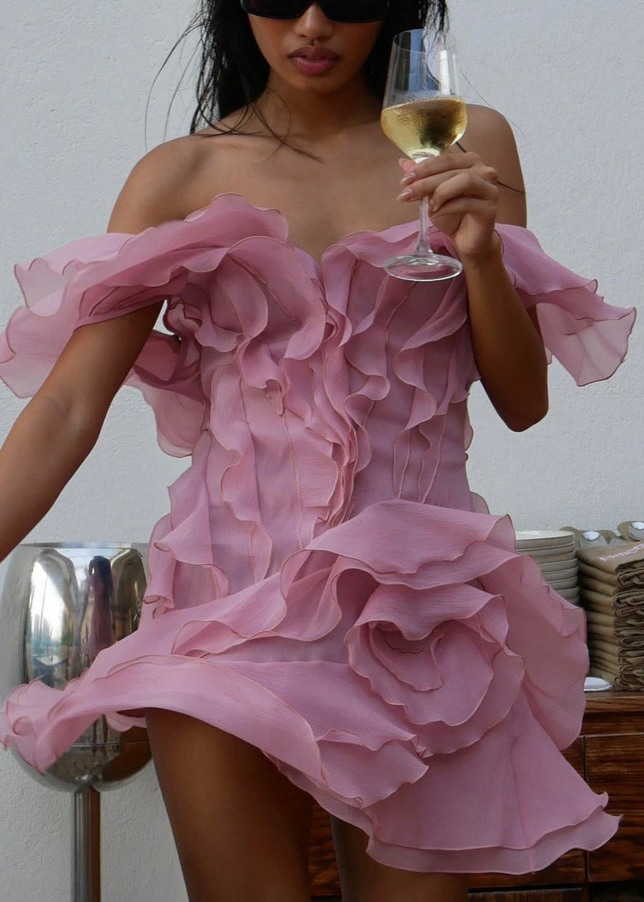 Aurelia Ruffled Organza Mini Dress