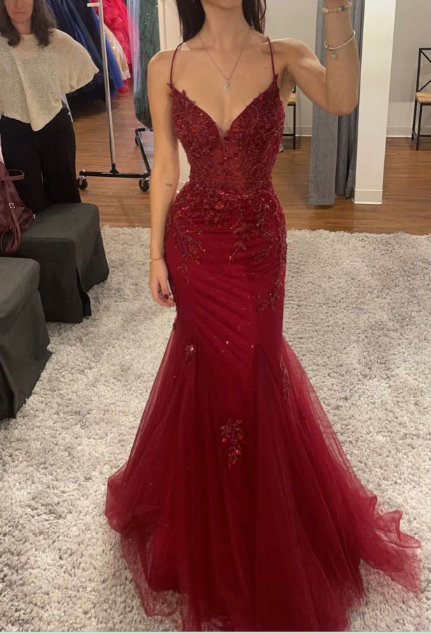 Burgundy Mermaid Long Prom Dresses Formal Evening Dress - VelvetHem