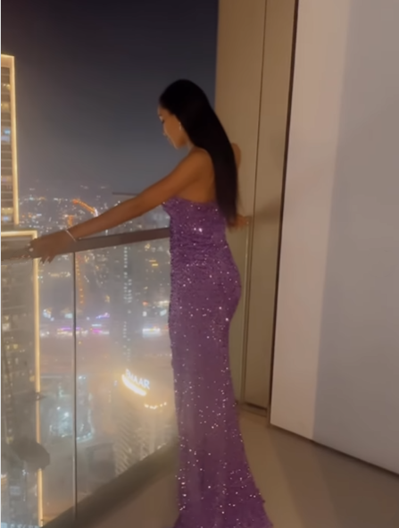 Sparkly Purple Strapless Sequin High Slit Mermaid Evening Dress Long Wedding Guest Dress Party Dress - View 4 | VelvetHem