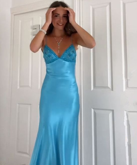 Long Evening Prom Dresses, Custom Blue Prom Dress fg6364 - View 4 | VelvetHem