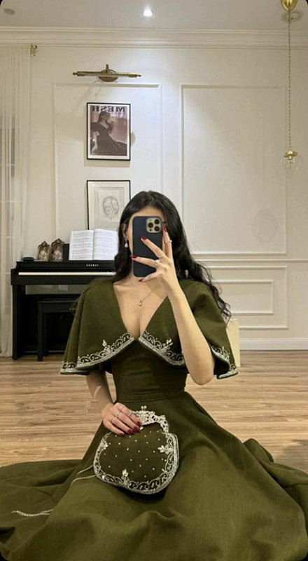 Elegant A line Prom Dress,Green Evening Dress Formal Prom Gown fg7270 - View 8 | VelvetHem