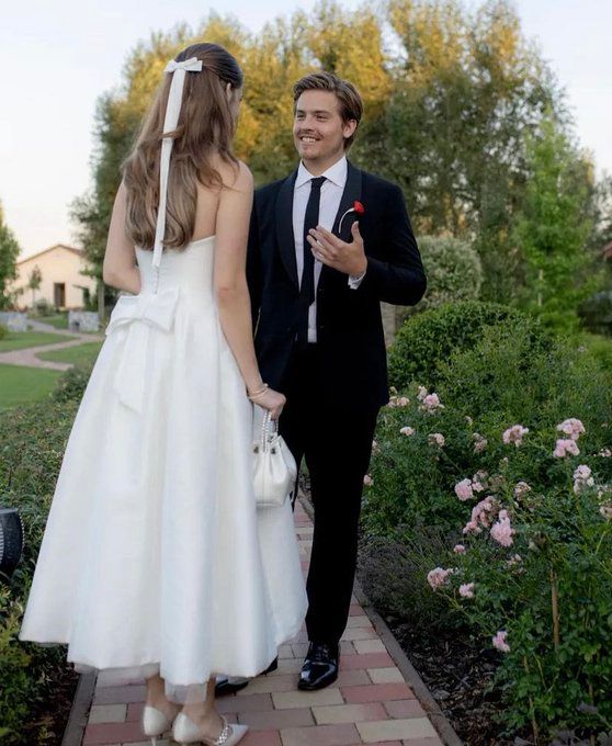 Satin Tulle Midi Wedding Dress, Simple Square Neckline Tea Length Formal Prom Dress fg7288 - View 5 | VelvetHem