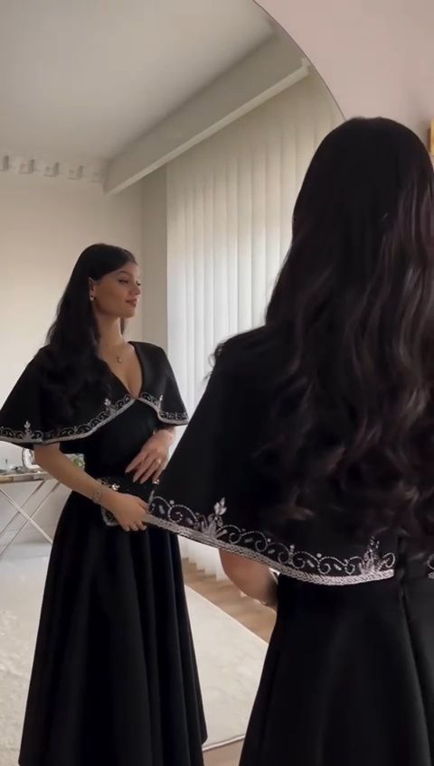 Elegant A line Prom Dress Black Evening Dress Formal Prom Gown fg7284 - View 3 | VelvetHem