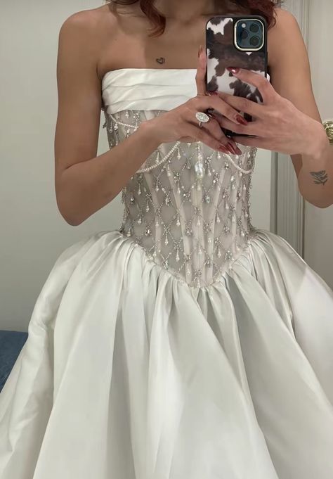 A Line Stunning Strapless Satin Wedding Dresses With Beads fg7297 - View 2 | VelvetHem