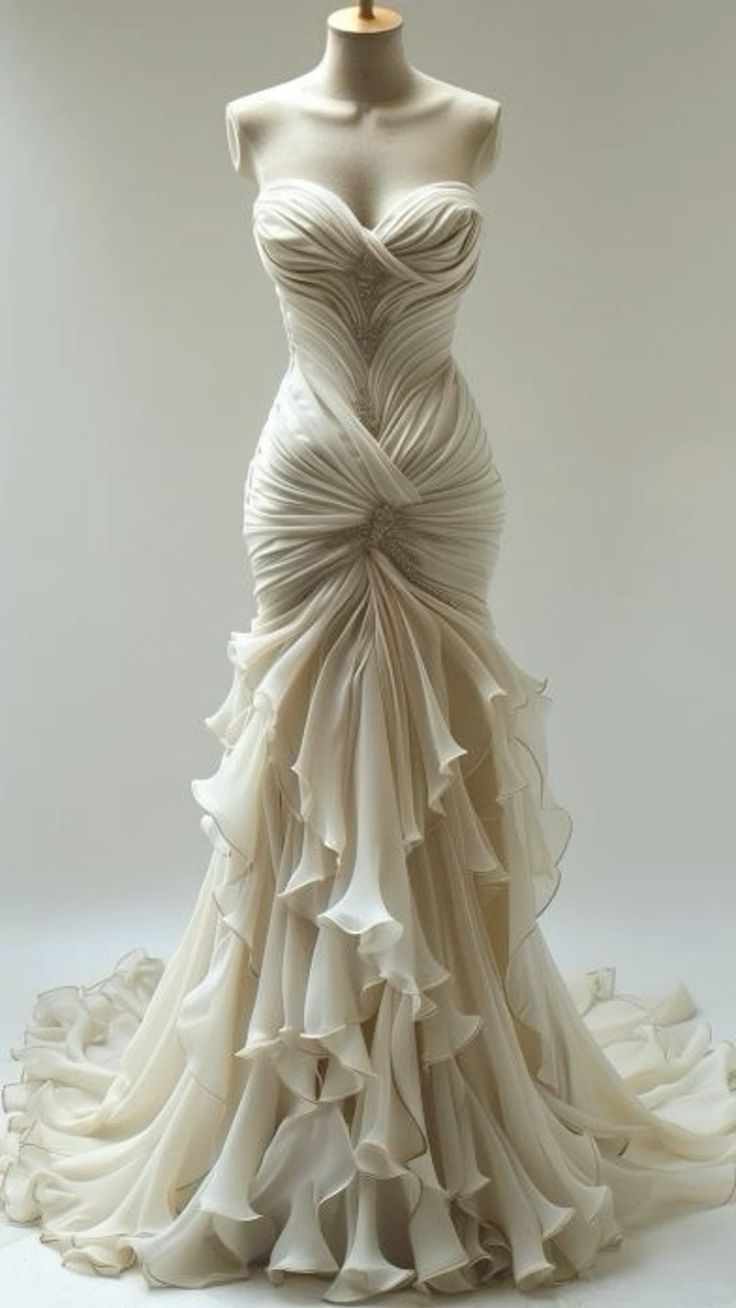 Stunning Mermaid Long Ivory Wedding Dresses fg7300 - View 2 | VelvetHem