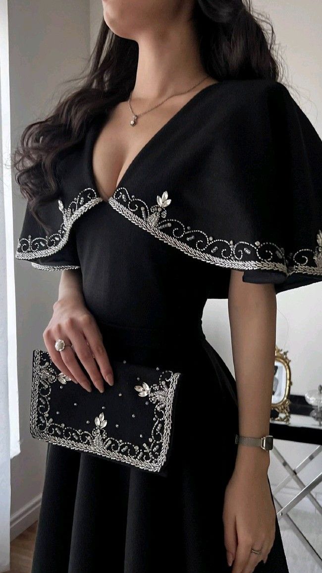 Elegant A line Prom Dress Black Evening Dress Formal Prom Gown fg7284 - View 2 | VelvetHem