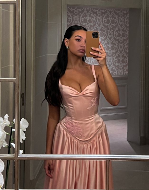 Elegant Pink Satin A-Line Long Evening Dress Bridesmaid Dress fg7255 - VelvetHem