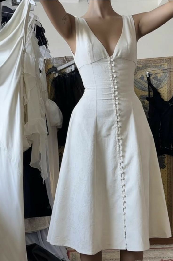 Elegant A line Prom Dress V Neck White Evening Dress fg7271 - VelvetHem