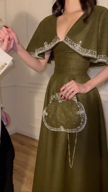 Elegant A line Prom Dress,Green Evening Dress Formal Prom Gown fg7270 - View 2 | VelvetHem