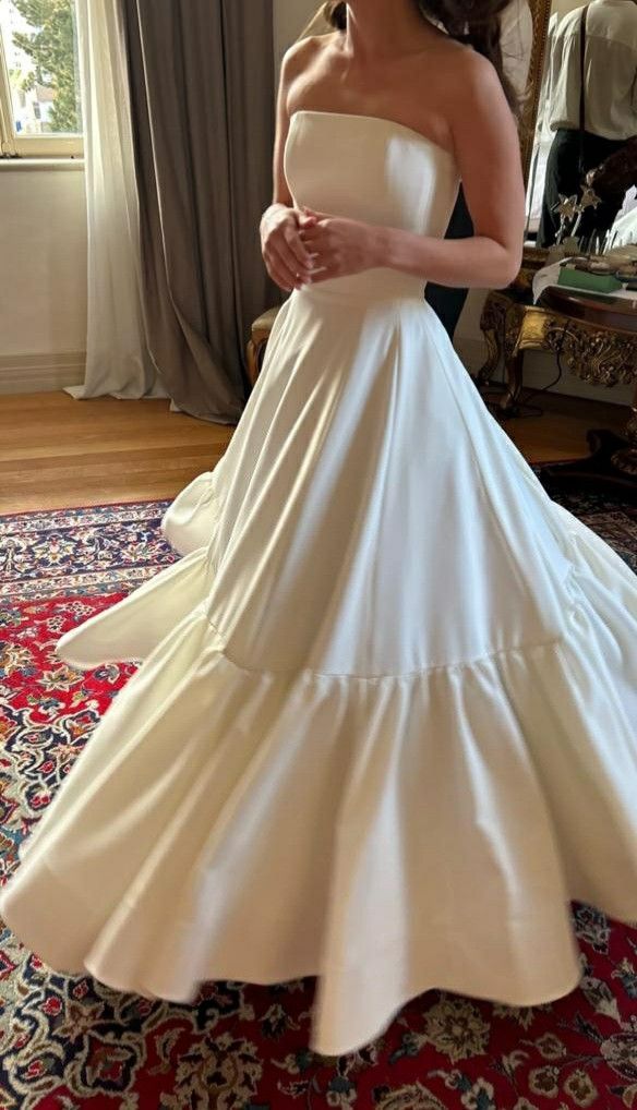 A Line Long Wedding Dress Simple Bridal Dresses fg7273 - VelvetHem