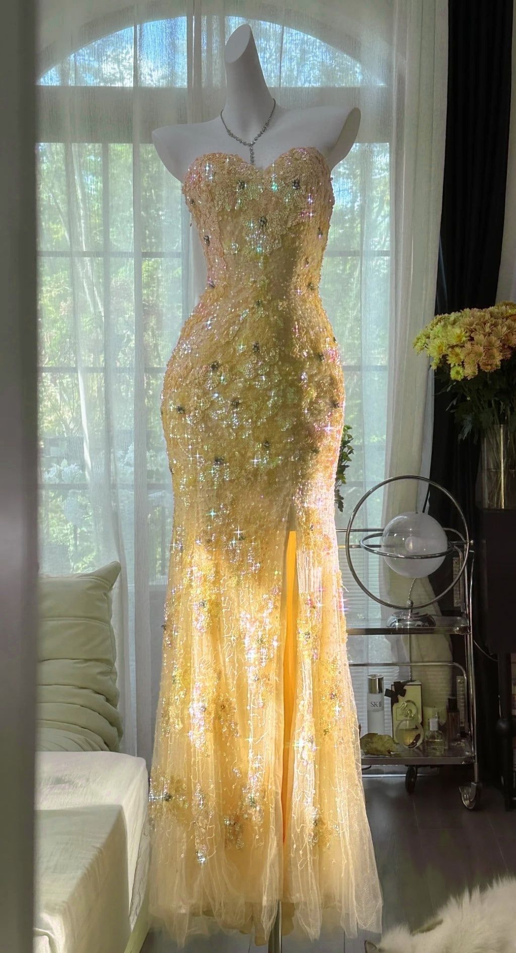 Mermaid Coral Formal Dresses Tulle Sequin Sweetheart Neck Long Prom Dresses Coral Evening Dresses - VelvetHem