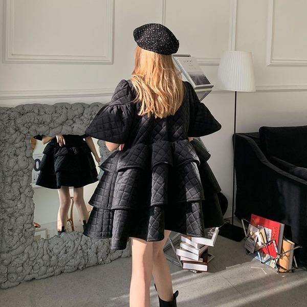 Plaid Dress Fashion New Women Black Perter Pan Collar Small Fresh 2020 Winter Goddess Fan Casual Loose Dress