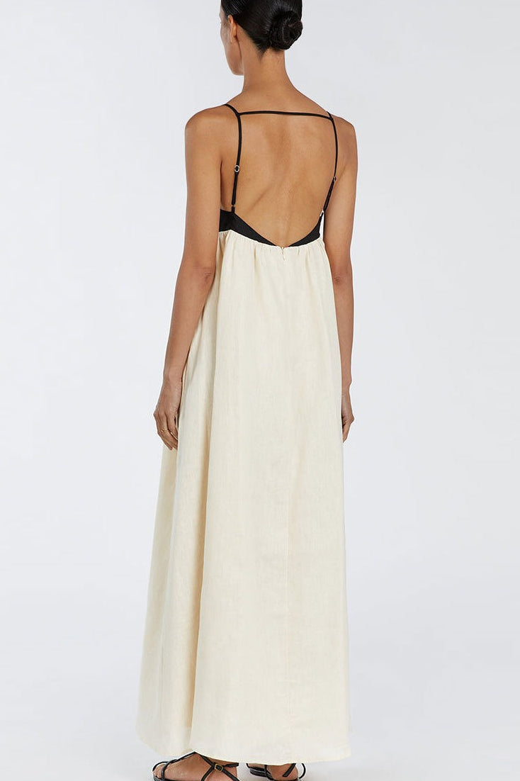 Casual Splice Linen Maxi Vacation Dress