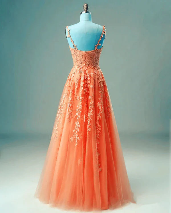 Elegant A-line Prom Dresses V Neck Lace Embroidery Sage Dress