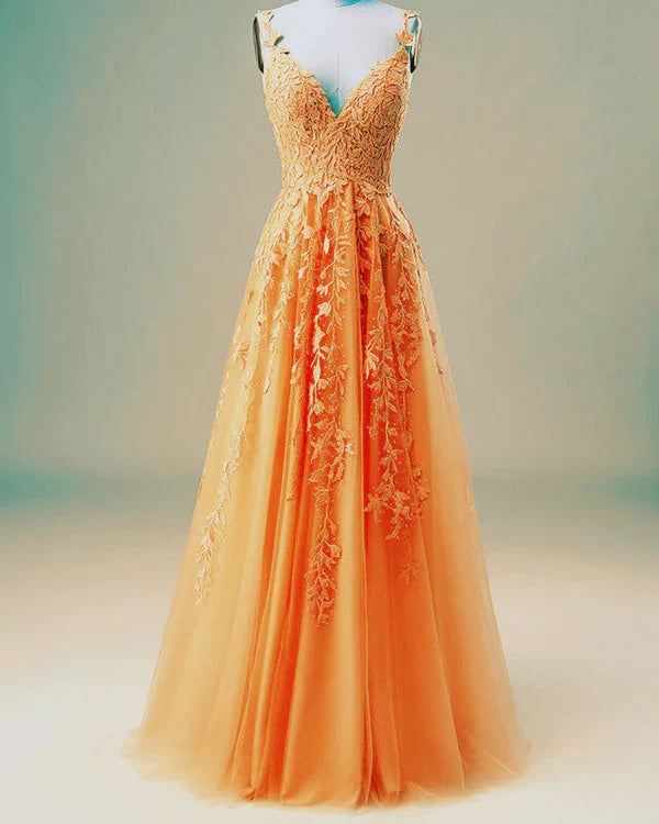 Elegant A-line Prom Dresses V Neck Lace Embroidery Sage Dress