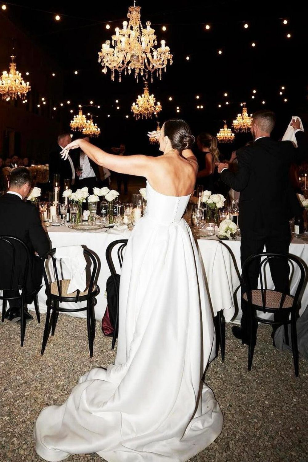 Charming A Line Strapless White Long Wedding Dresses with Split Front - View 4 | VelvetHem