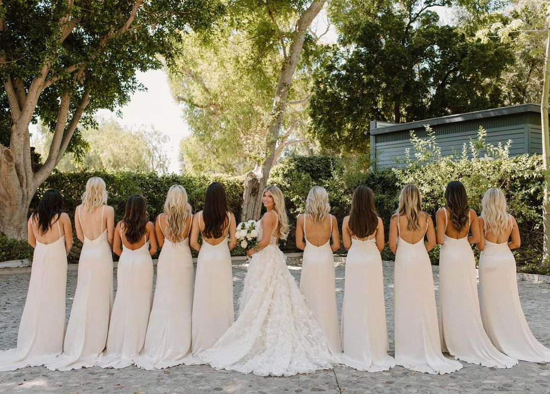 Simple Sheath Spaghetti Straps Light Champagne Long Bridesmaid Dress - View 6 | VelvetHem