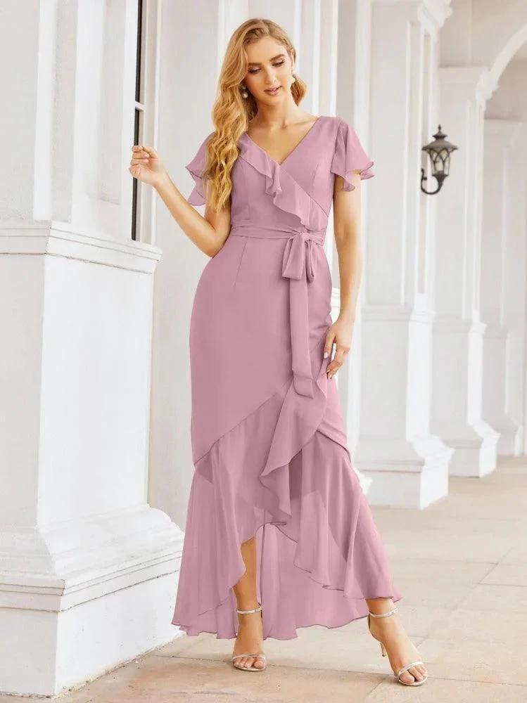 ZapDress Ruffled Bridesmaid Dresses Mermaid Formal Violin Evening Party Prom Gowns 28042 (ZD16997) - VelvetHem