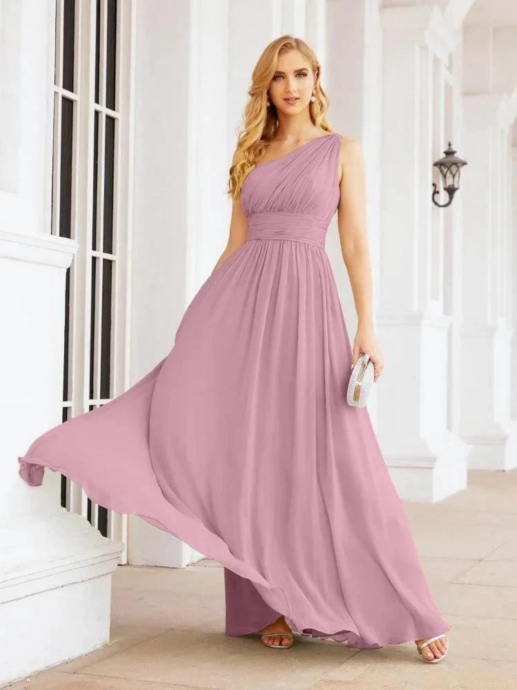 Numbersea One Shoulder Bridesmaid Dresses Long Maxi Formal Evening Party Prom Gowns 28061 by numbersea