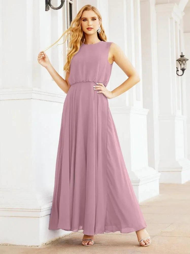 ZapDress Sleeveless Long Bridesmaid Dress A line Formal Evening Prom Gown 28025 (ZD17053) - VelvetHem