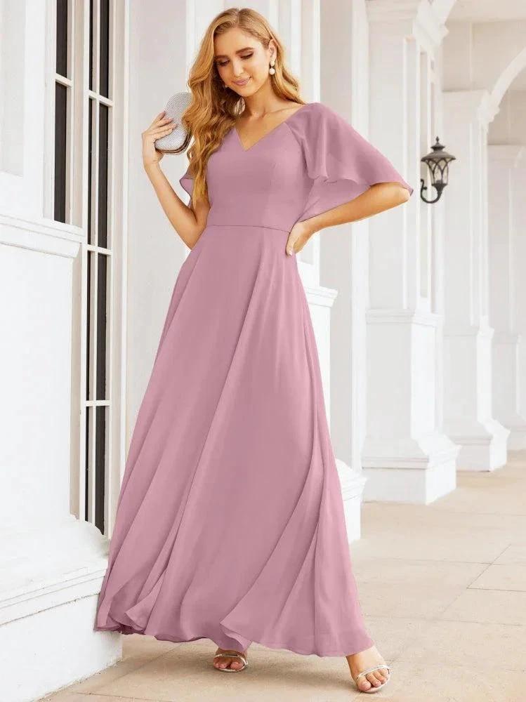 Numbersea Bridesmaid Dresses for Wedding Formal Evening Party Prom Gown with Cape 28050 by numbersea
