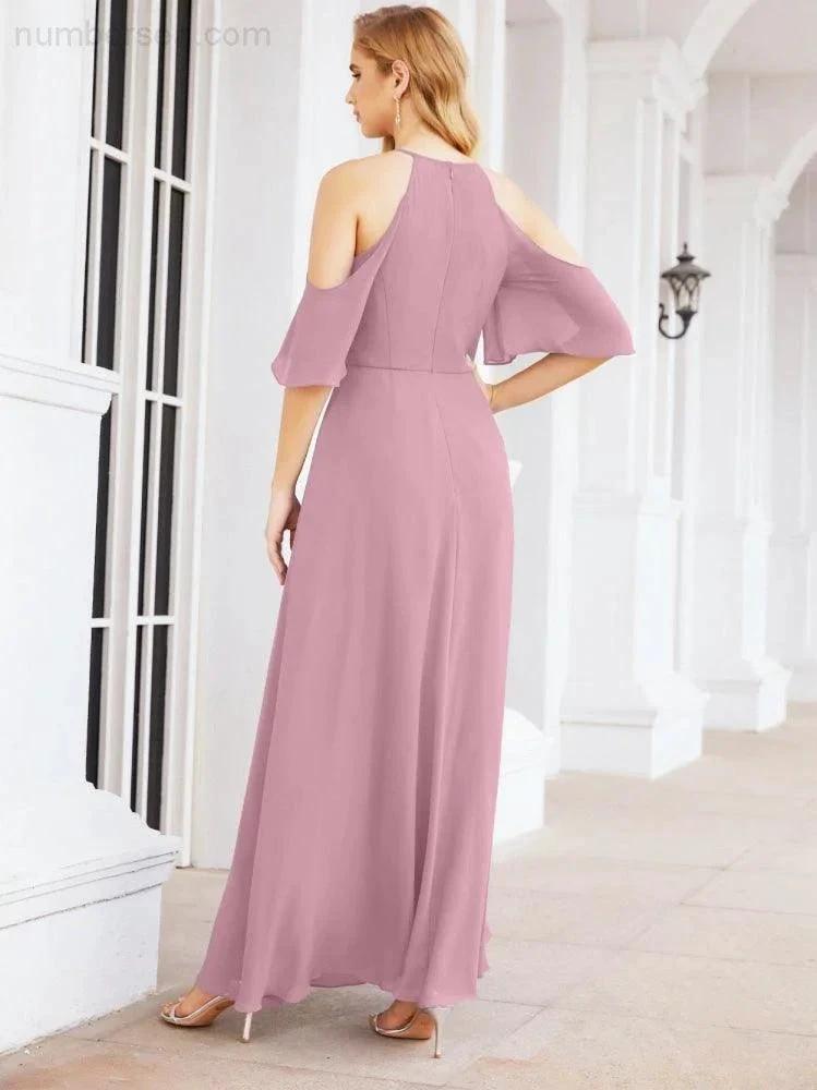 ZapDress Cold Shoulder Bridesmaid Dresses A-Line Long Formal Evening Gowns 28074 (ZD17048)