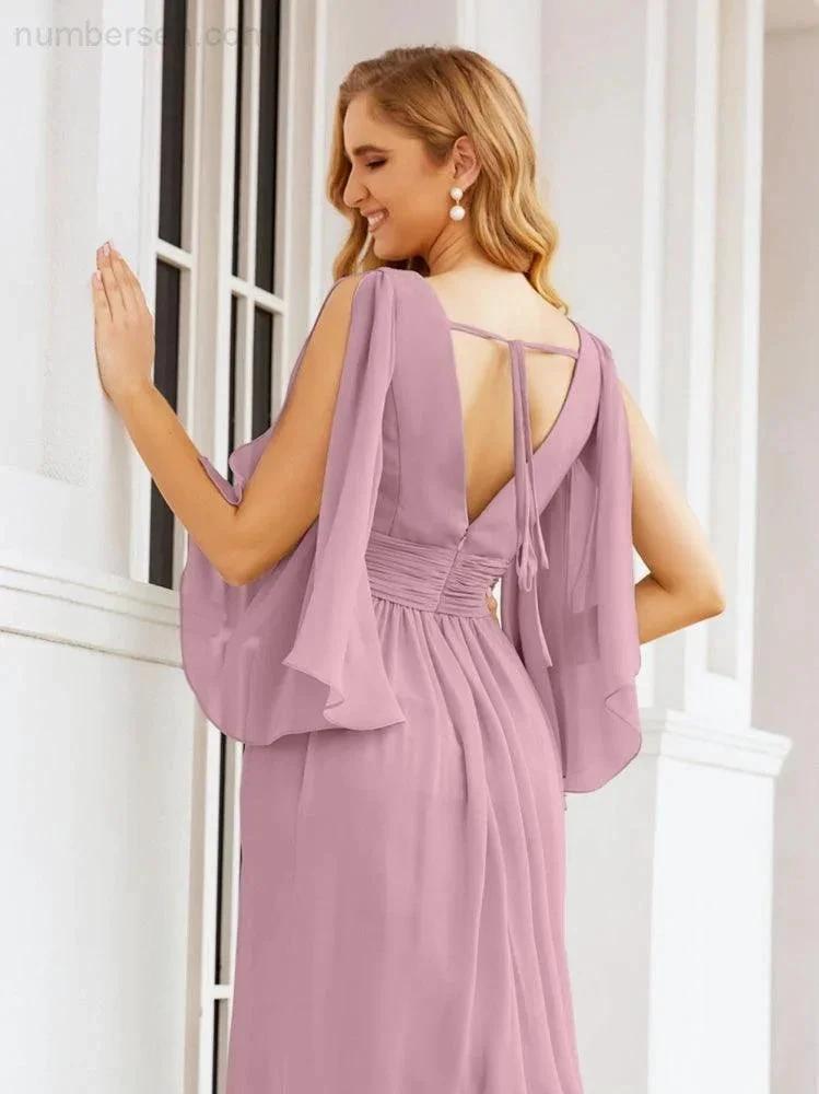 ZapDress Bridesmaid Dresses with Split for Wedding Party Flutter Sleeves 28045 (ZD16996)