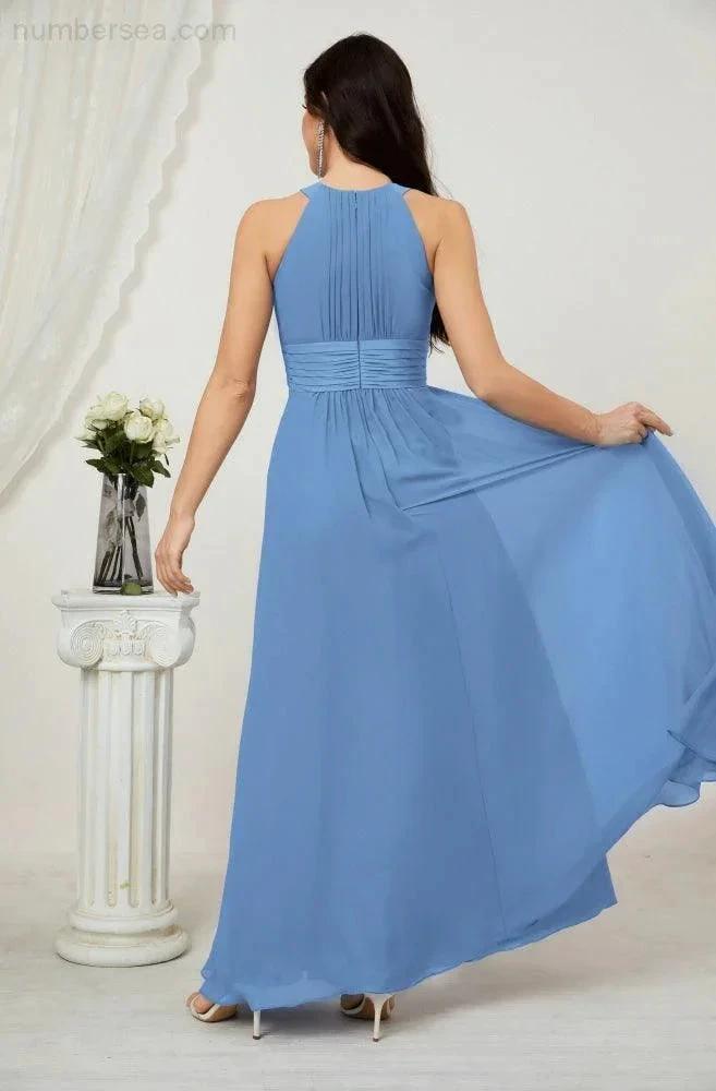 ZapDress Formal Party Gown Dress Chiffon Halter Long Sleeveless Bridesmaid Dresses 2802 (ZD16960)