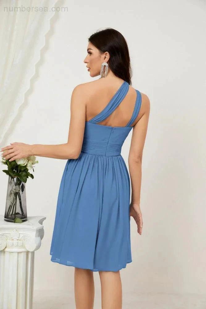 ZapDress Women Chiffon Short One Shoulder Bridesmaid Dress Formal Dresses for Party Homecoming  2804 (ZD16948)