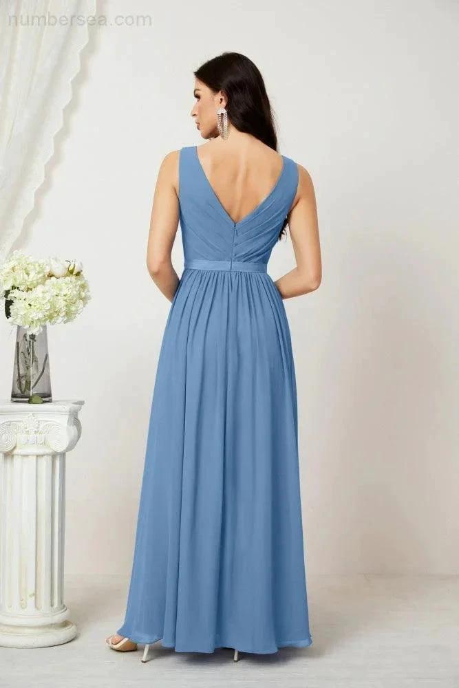 Women's Chiffon Long Bridesmaid Dresses A line Sleeveless Formal Prom Gown for Evening Party Homecoming Dresses 2808 (ZD16947)