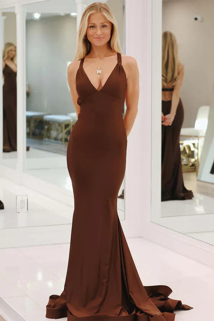 Hot Selling Mermaid Deep V Neck Yellow Long Prom Dress with Split Front