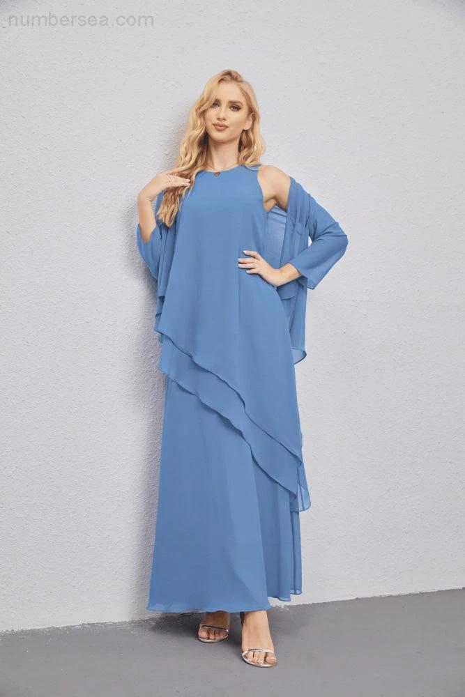 Mother of Bride Dresses with Open Front Lightweight Cardigan Formal Prom Gown  28081 (ZD16990)