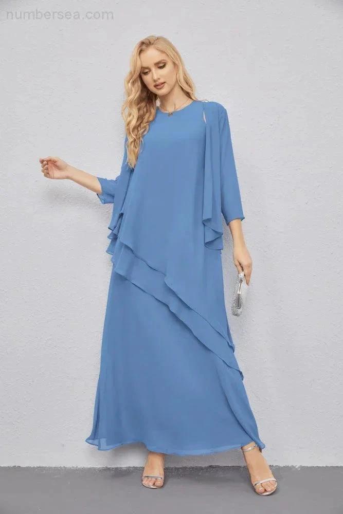 Mother of Bride Dresses with Open Front Lightweight Cardigan Formal Prom Gown  28081 (ZD16990)